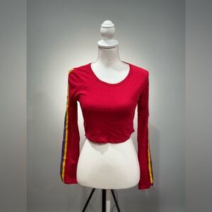 CLEARANCE! Red Boutique Heart & Hips Rainbow Sleeve Crop Top Size L NWT